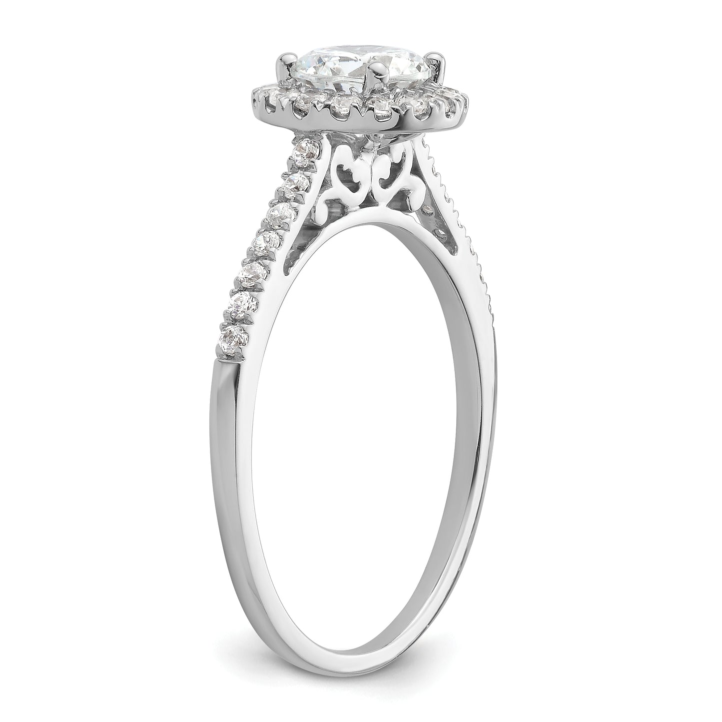 14k White Gold 1/4 Ct. Lab Grown Diamond VS/SI+ G+ 3/4 Ct. Center Halo Engagement Ring