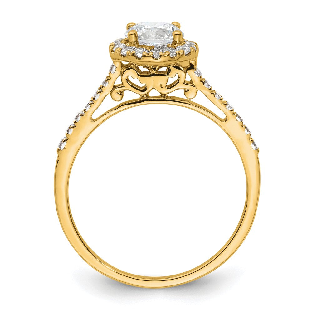 14k Yellow Gold 1/4 Ct. Lab Grown Diamond VS/SI+ G+ 3/4 Ct. Center Semi Mount Halo Engagement Ring