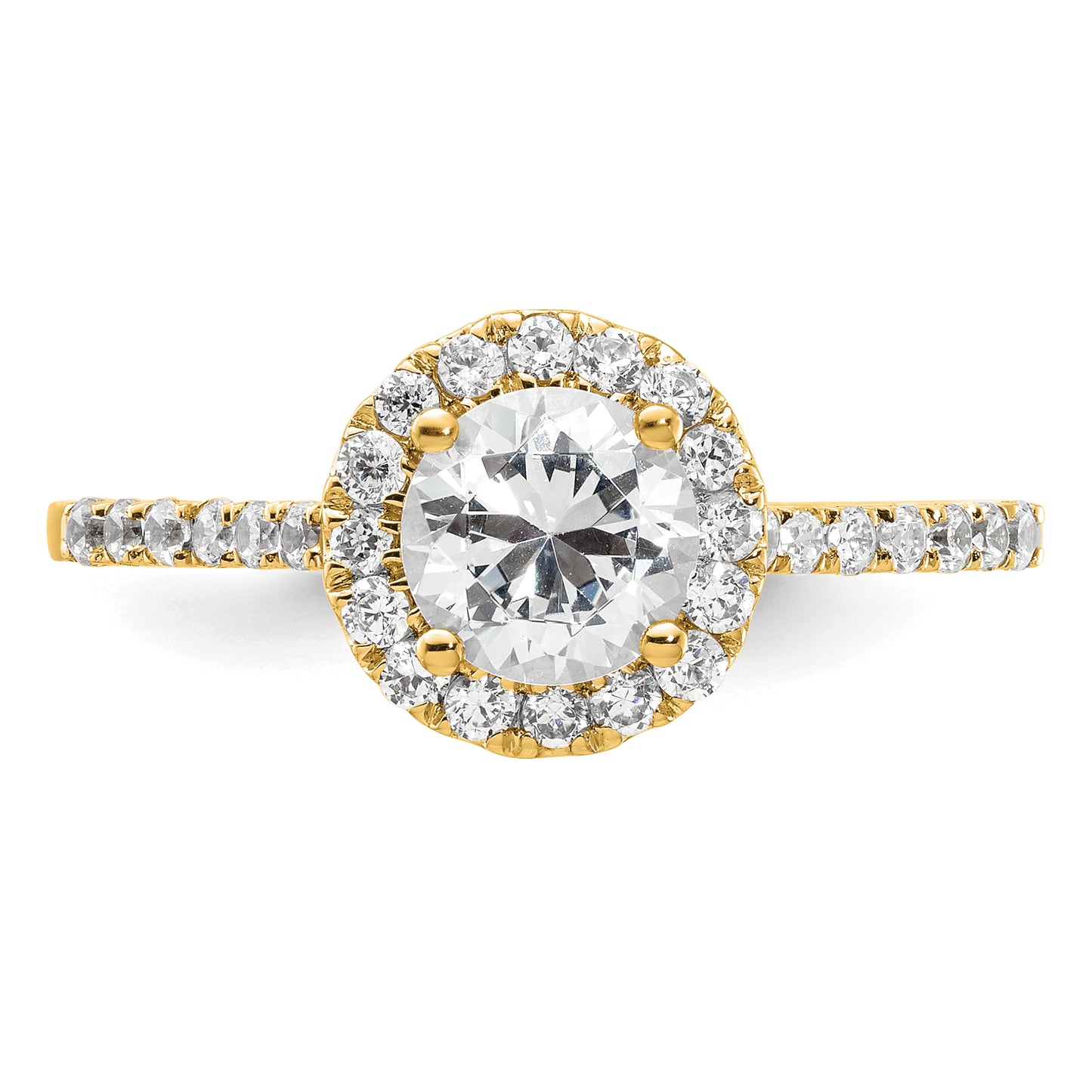 14k Yellow Gold 1/4 Ct. Lab Grown Diamond VS/SI+ G+ 3/4 Ct. Center Halo Engagement Ring