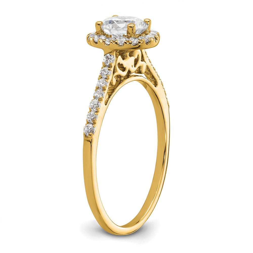 14k Yellow Gold 1/4 Ct. Lab Grown Diamond VS/SI+ G+ 3/4 Ct. Center Semi Mount Halo Engagement Ring