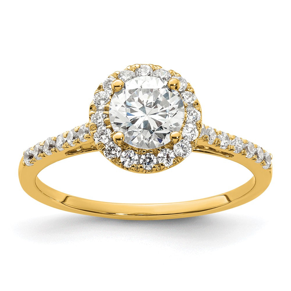 14k Yellow Gold 1/4 Ct. Lab Grown Diamond VS/SI+ G+ 3/4 Ct. Center Semi Mount Halo Engagement Ring