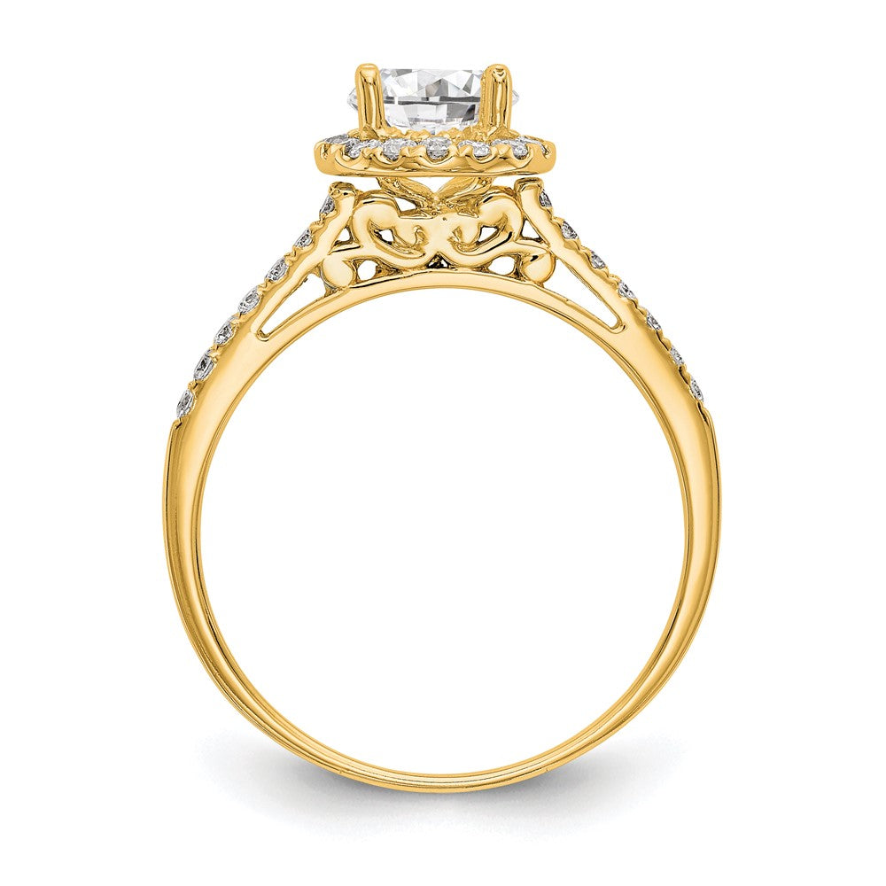 14k Yellow Gold 1/4 Ct. Lab Grown Diamond VS/SI+ G+ 1 Ct. Center Semi Mount Halo Engagement Ring