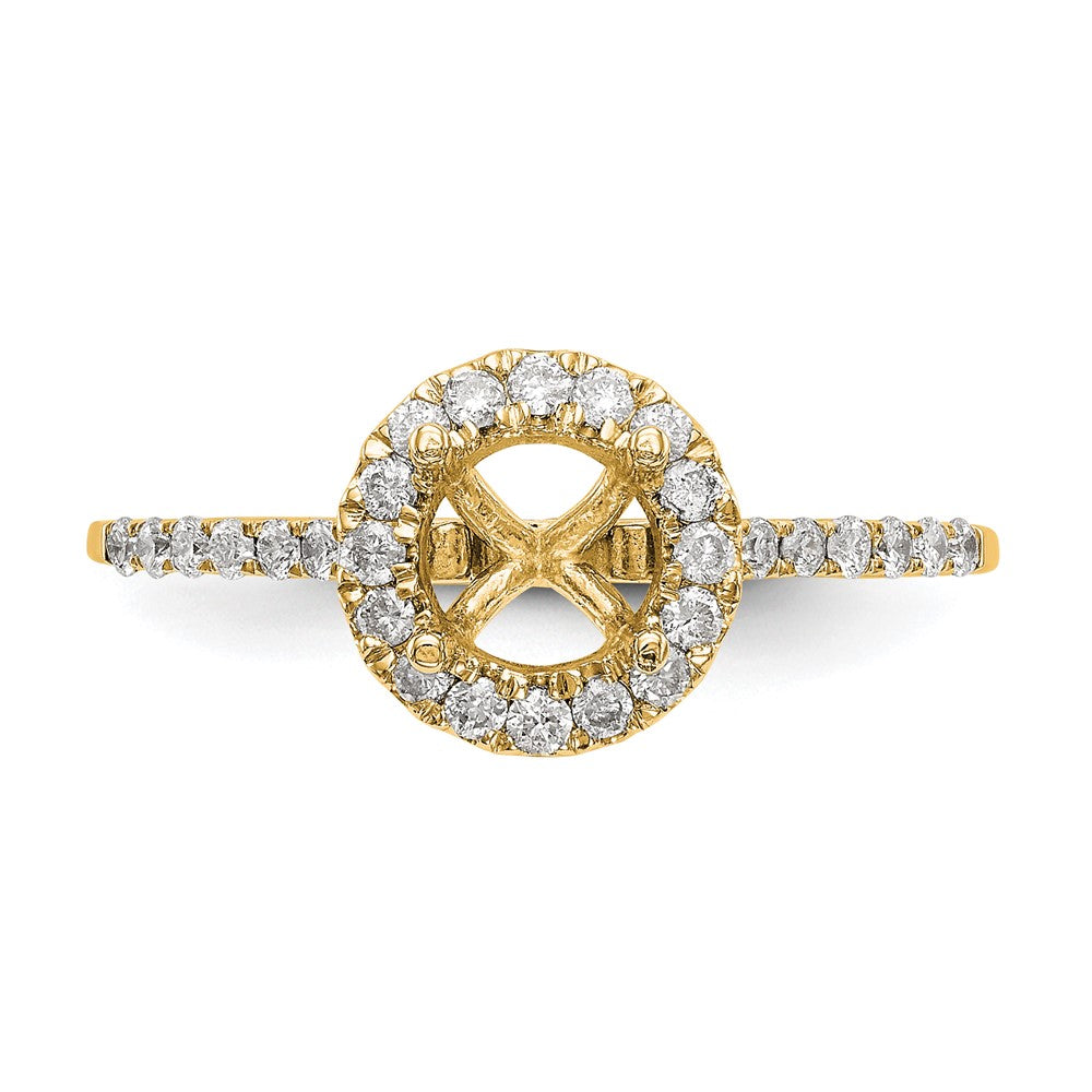 14k Yellow Gold 1/4 Ct. Lab Grown Diamond VS/SI+ G+ 1 Ct. Center Semi Mount Halo Engagement Ring