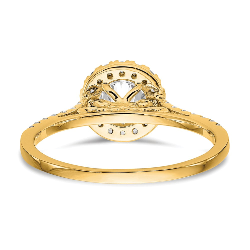 14k Yellow Gold 1/4 Ct. Lab Grown Diamond VS/SI+ G+ 1 Ct. Center Semi Mount Halo Engagement Ring