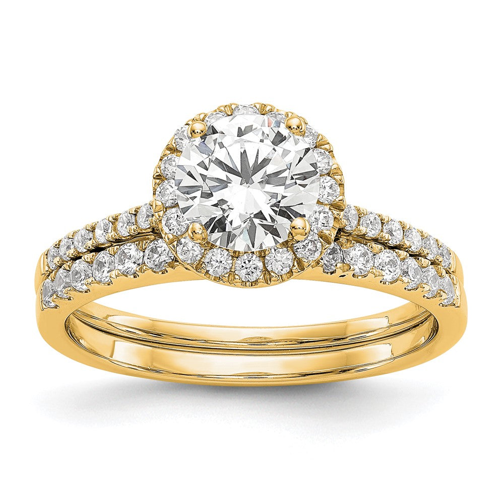 14k Yellow Gold 1/4 Ct. Lab Grown Diamond VS/SI+ G+ 1 Ct. Center Semi Mount Halo Engagement Ring