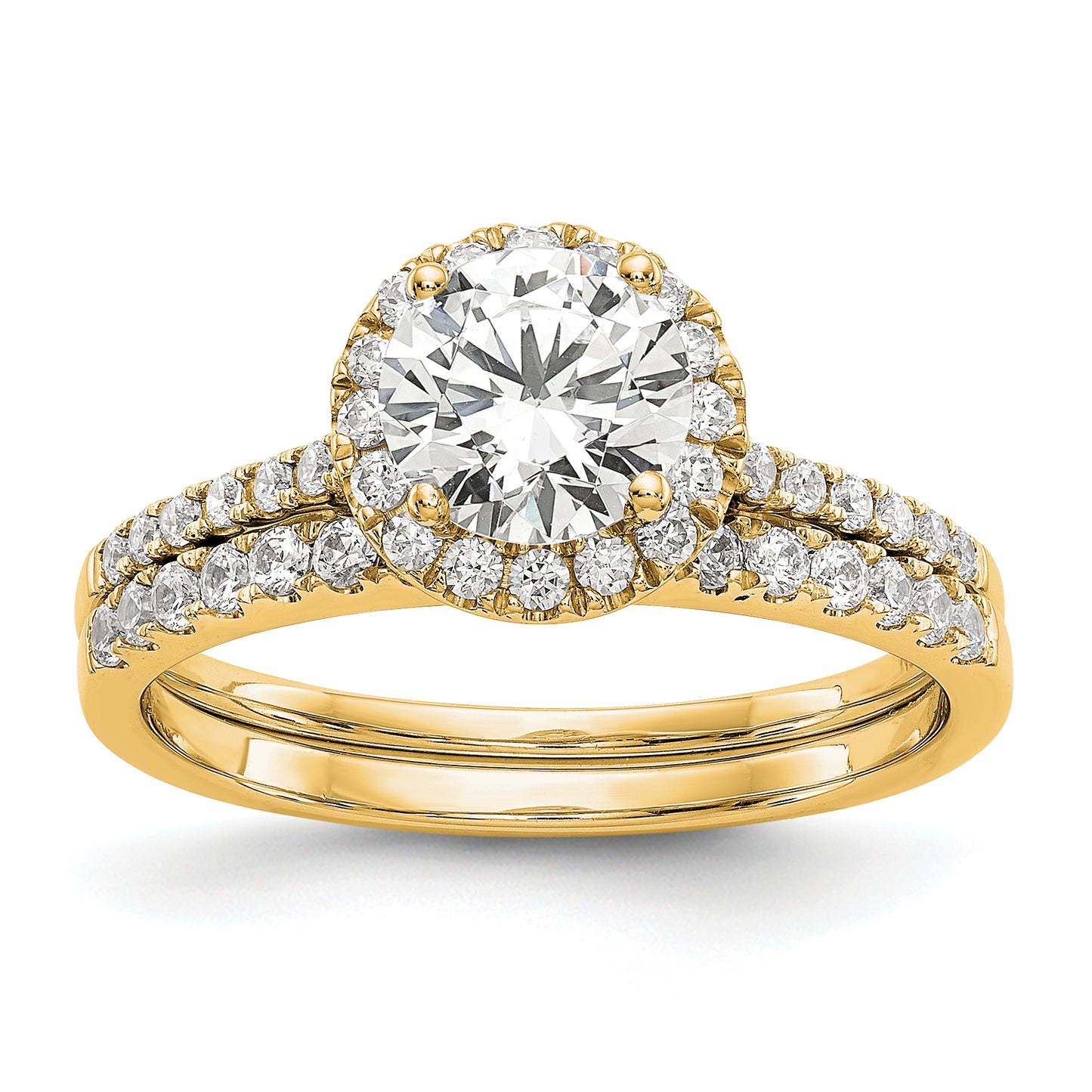 14k Yellow Gold 1/4 Ct. Lab Grown Diamond VS/SI+ G+ 3/4 Ct. Center Halo Engagement Ring