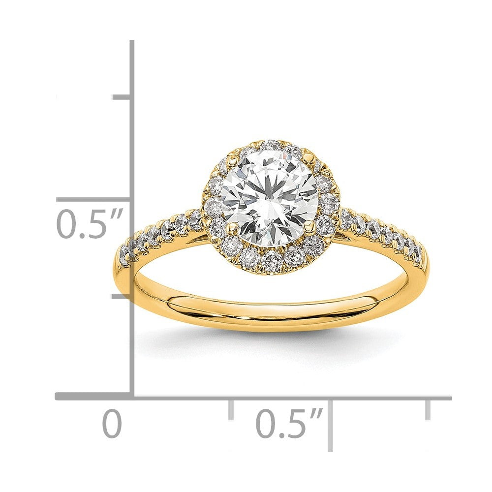 14k Yellow Gold 1/4 Ct. Lab Grown Diamond VS/SI+ G+ 1 Ct. Center Semi Mount Halo Engagement Ring