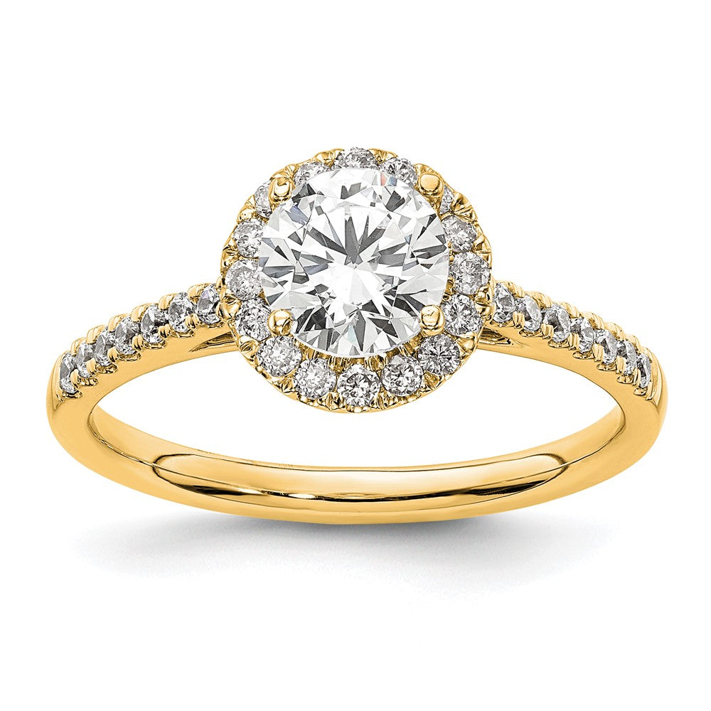 14k Yellow Gold 1/4 Ct. Lab Grown Diamond VS/SI+ G+ 1 Ct. Center Semi Mount Halo Engagement Ring