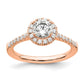 14k Rose Gold 3/4 Ct. Lab Grown Diamond VS/SI+ G+ Round Complete Size 7 Halo Engagement Ring