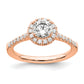 14k Rose Gold 3/4 Ct. Lab Grown Diamond VS/SI+ G+ Round Halo Engagement Ring