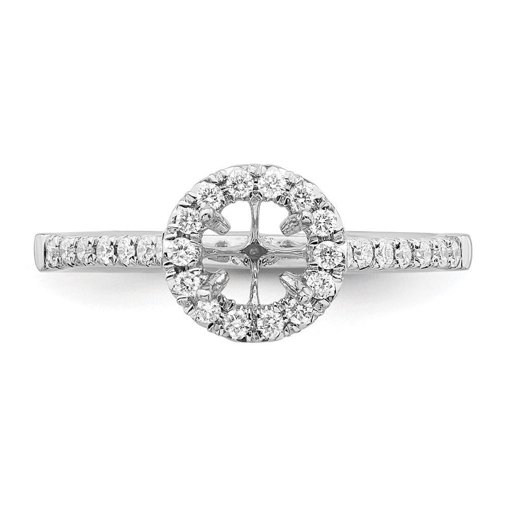 14k White Gold 3/4 Ct. Lab Grown Diamond VS/SI+ G+ Round Complete Size 7 Halo Engagement Ring