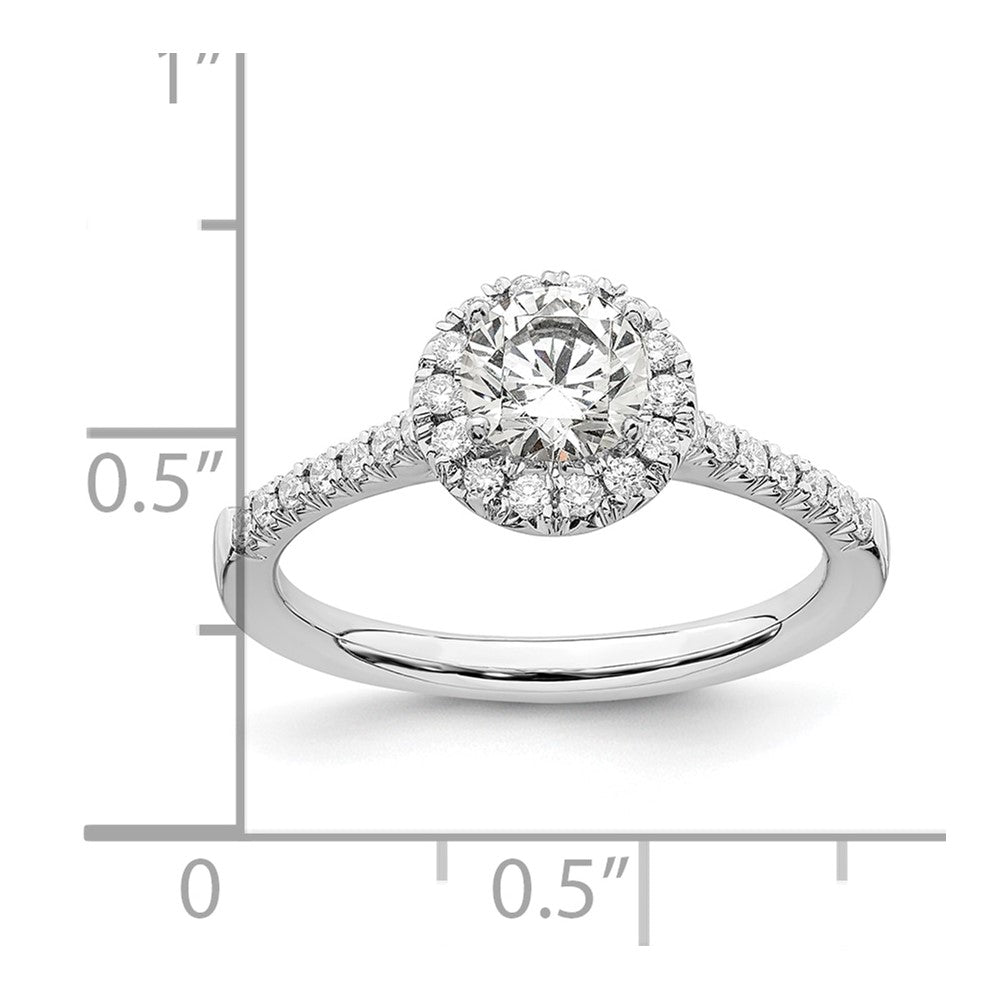 14k White Gold 3/4 Ct. Lab Grown Diamond VS/SI+ G+ Round Complete Size 5 Halo Engagement Ring