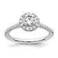 14k White Gold 3/4 Ct. Lab Grown Diamond VS/SI+ G+ Round Complete Size 7 Halo Engagement Ring