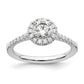 14k White Gold 3/4 Ct. Lab Grown Diamond VS/SI+ G+ Round Halo Engagement Ring