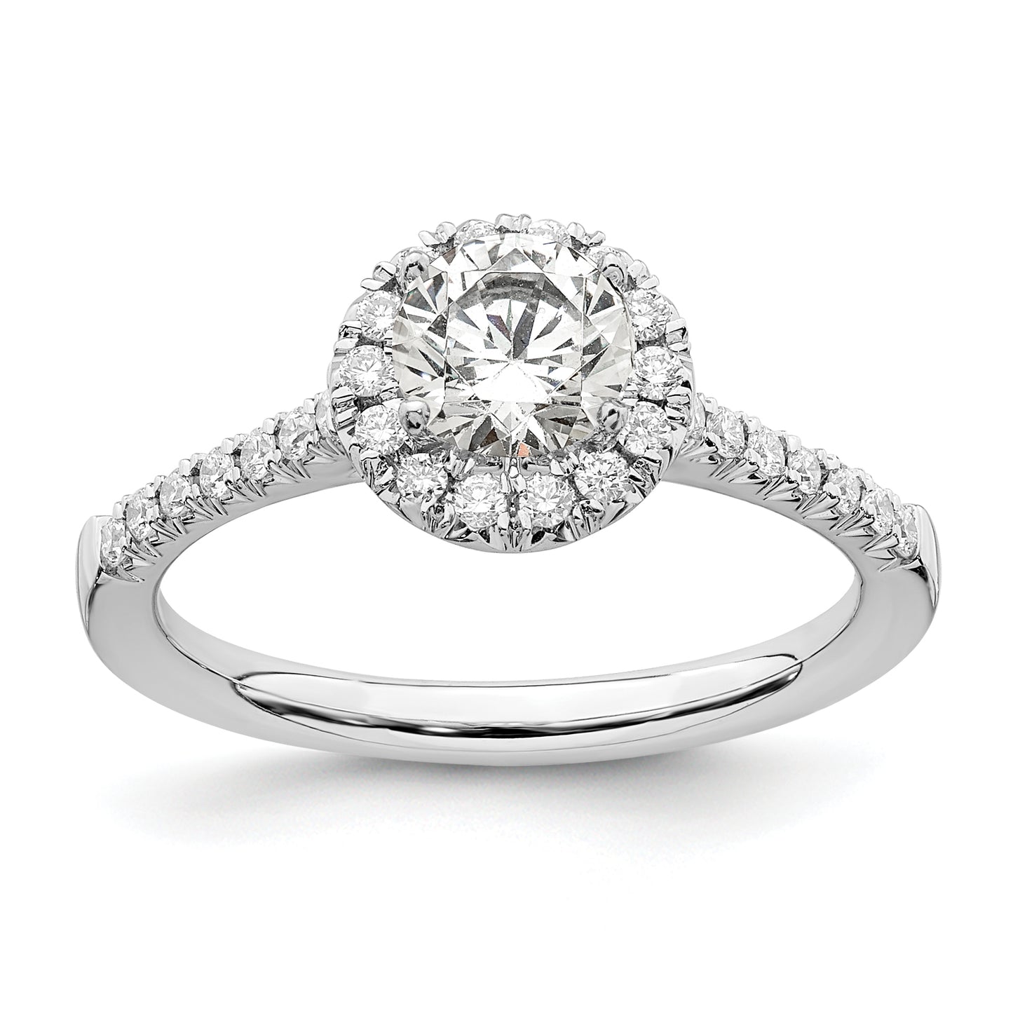 14k White Gold 3/4 Ct. Lab Grown Diamond VS/SI+ G+ Round Halo Engagement Ring