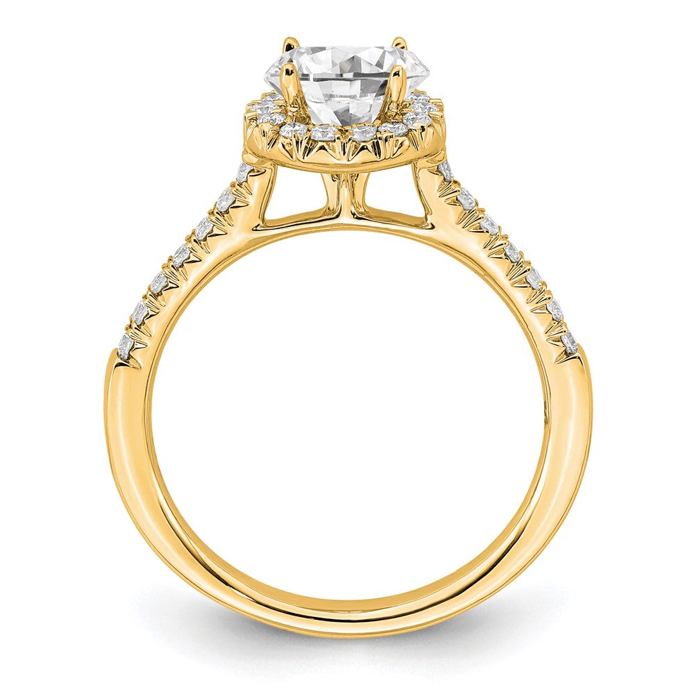 14k Yellow Gold 3/4 Ct. Lab Grown Diamond VS/SI+ G+ Round Complete Size 9 Halo Engagement Ring