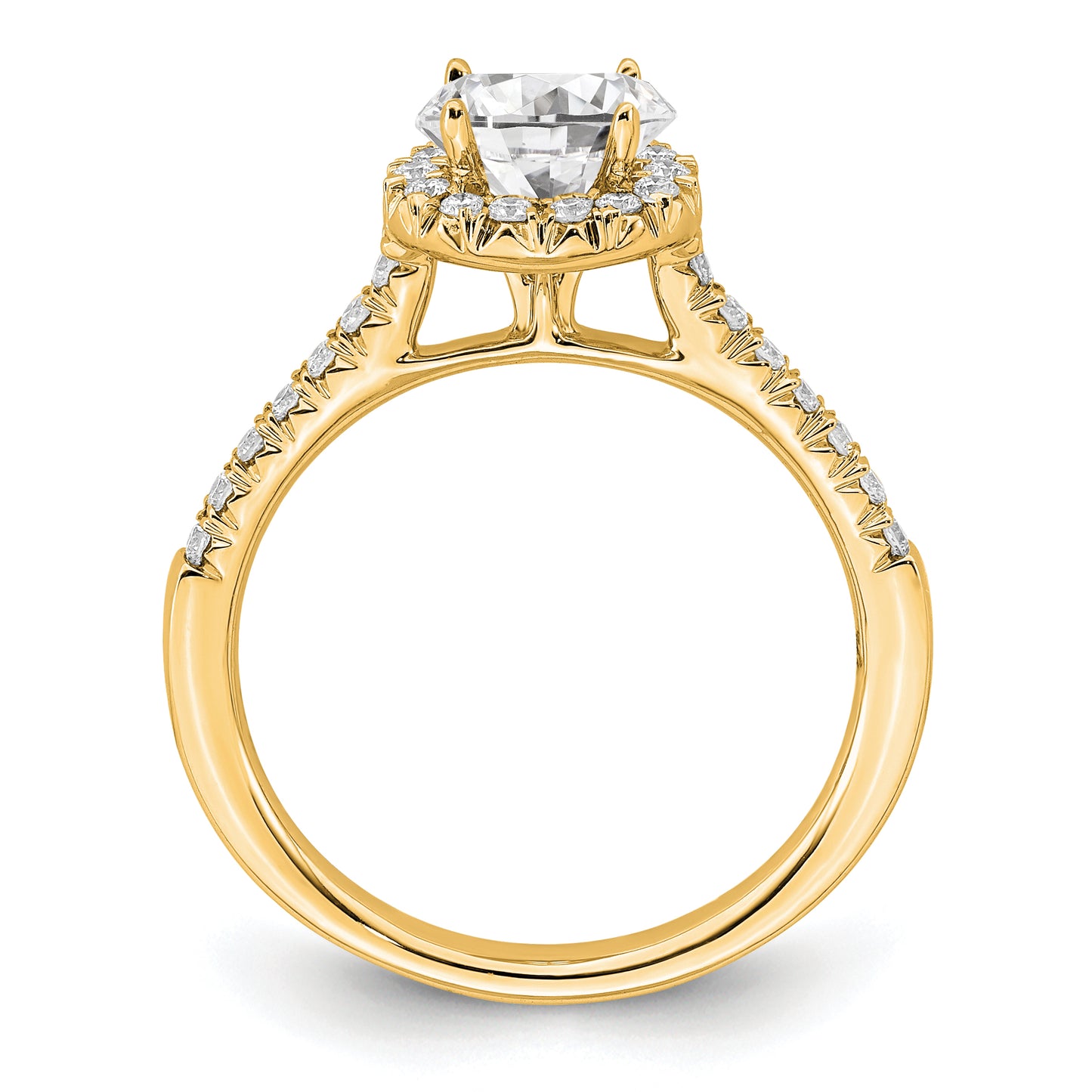 14k Yellow Gold 3/4 Ct. Lab Grown Diamond VS/SI+ G+ Round Halo Engagement Ring