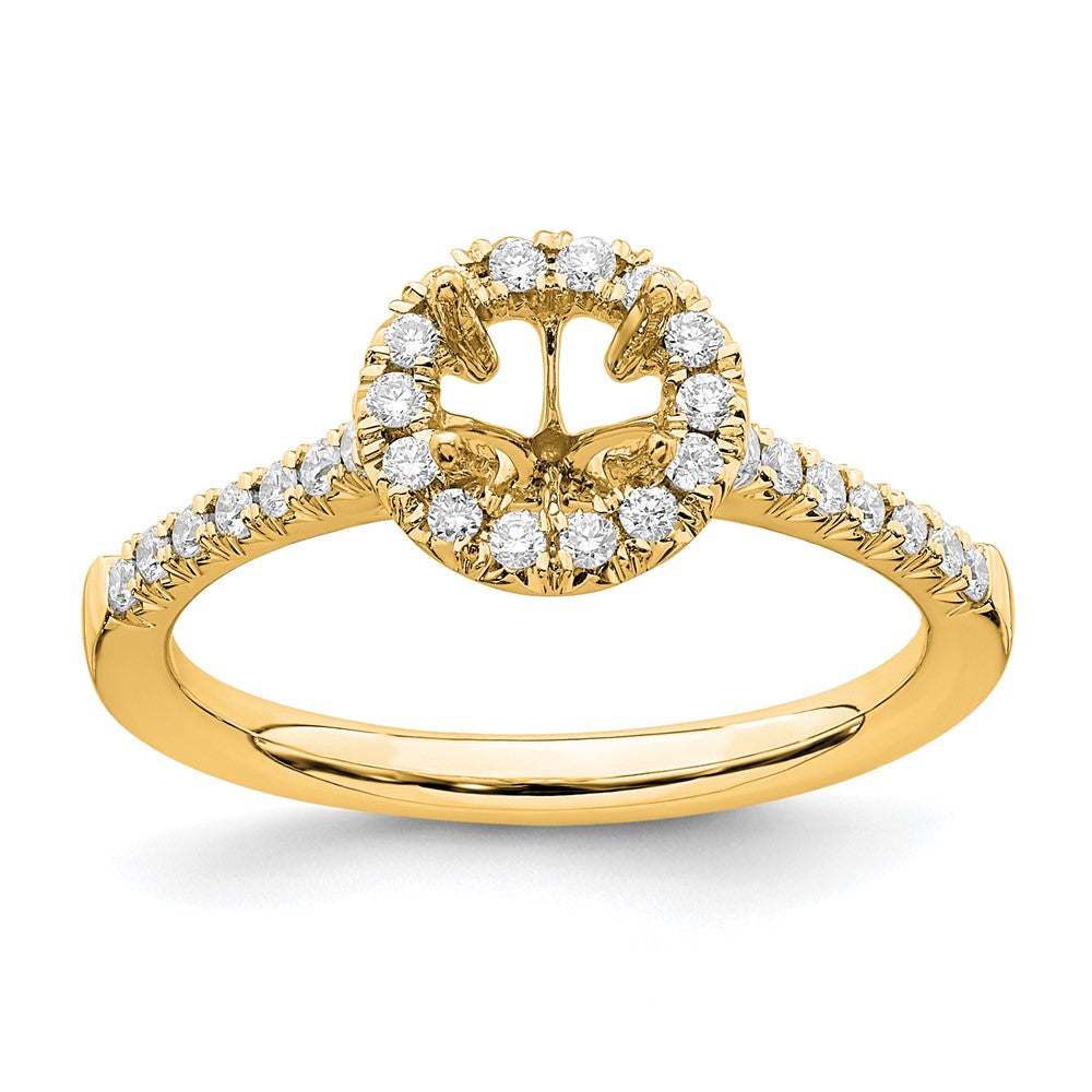 14k Yellow Gold 3/4 Ct. Lab Grown Diamond VS/SI+ G+ Round Complete Size 9 Halo Engagement Ring