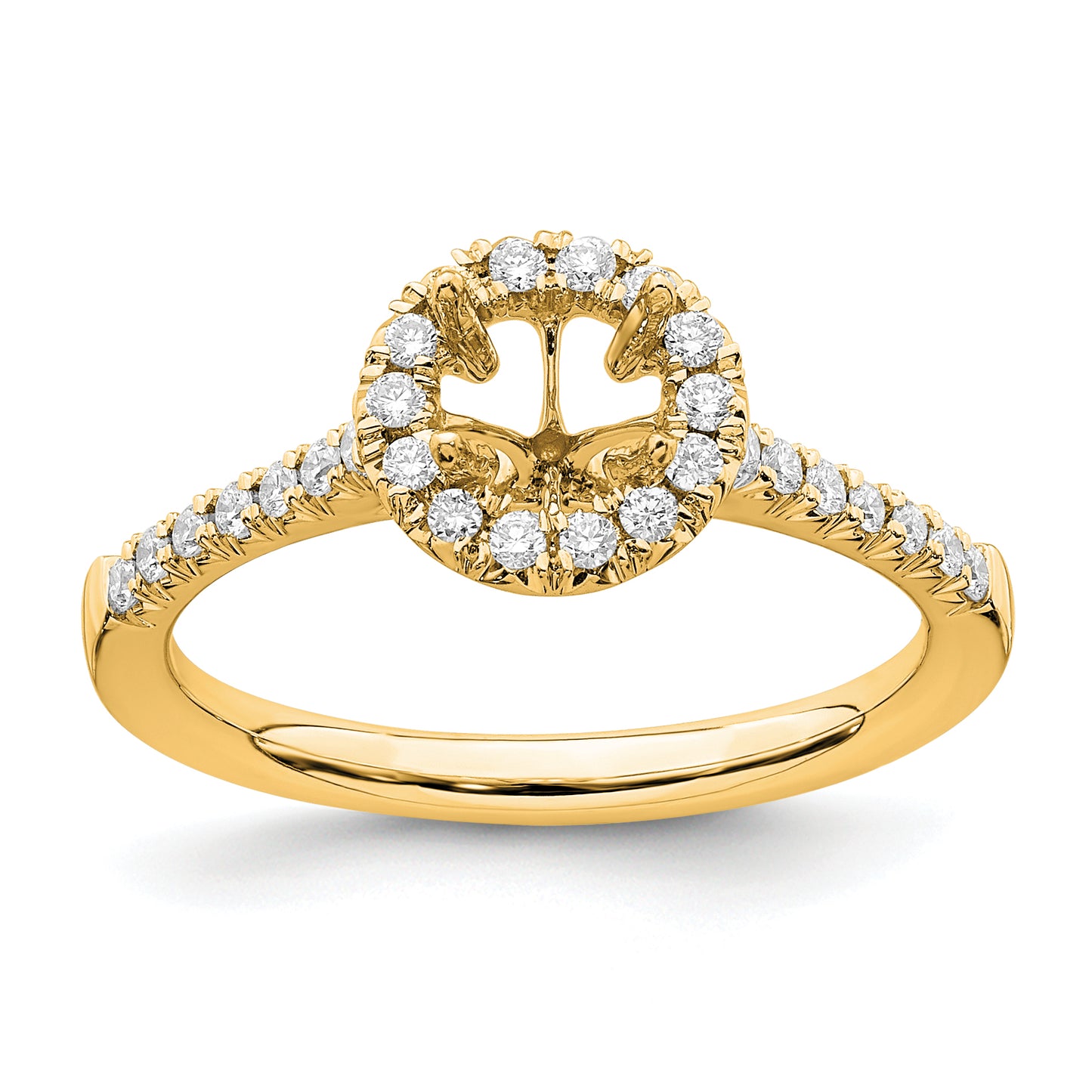 14k Yellow Gold 3/4 Ct. Lab Grown Diamond VS/SI+ G+ Round Halo Engagement Ring