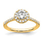 14k Yellow Gold 3/4 Ct. Lab Grown Diamond VS/SI+ G+ Round Complete Size 9 Halo Engagement Ring