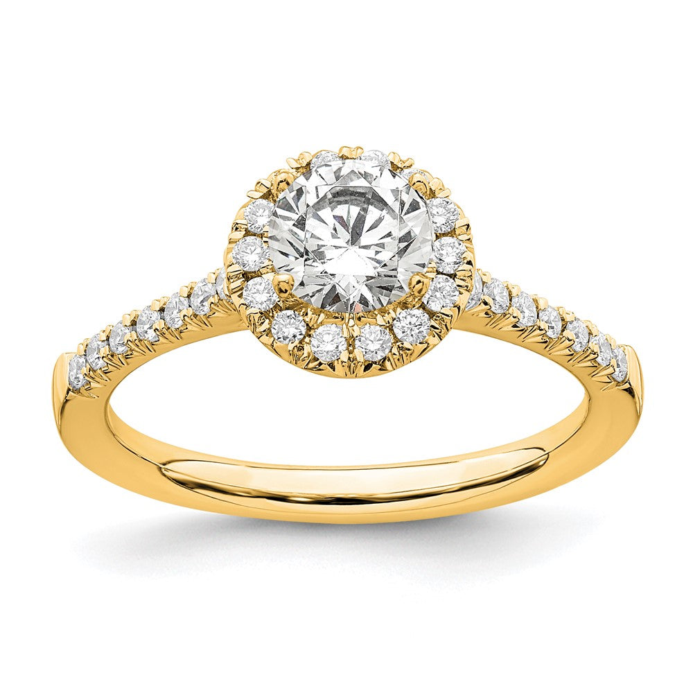 14k Yellow Gold 3/4 Ct. Lab Grown Diamond VS/SI+ G+ Round Complete Size 9 Halo Engagement Ring