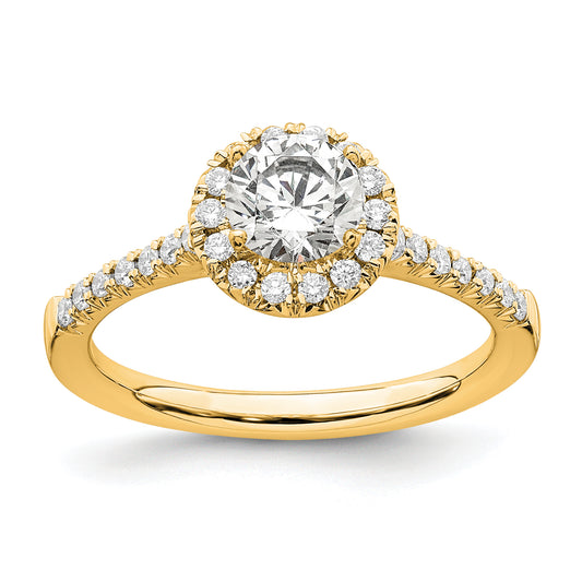 14k Yellow Gold 3/4 Ct. Lab Grown Diamond VS/SI+ G+ Round Halo Engagement Ring