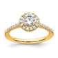 14k Yellow Gold 3/4 Ct. Lab Grown Diamond VS/SI+ G+ Round Halo Engagement Ring