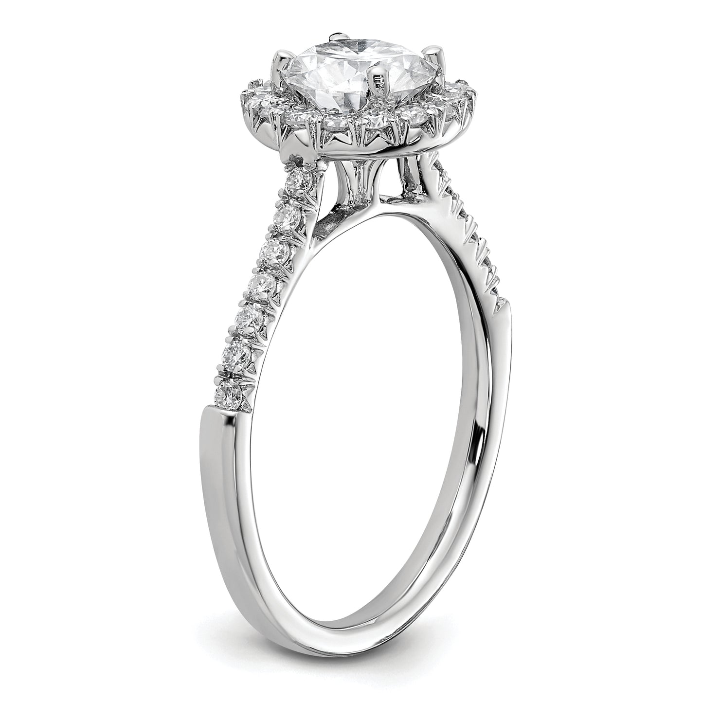 14k White Gold 1/3 Ct. Lab Grown Diamond VS/SI+ G+ 1 Ct. Center Round Engagement Ring