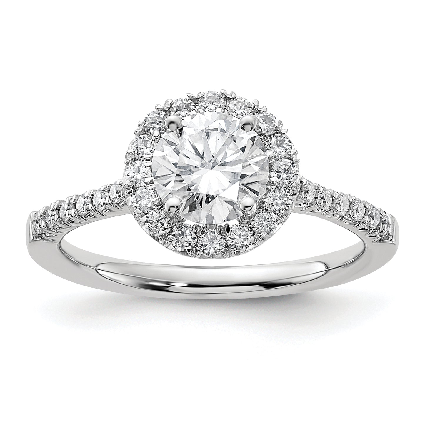 14k White Gold 1/3 Ct. Lab Grown Diamond VS/SI+ G+ 1 Ct. Center Round Engagement Ring