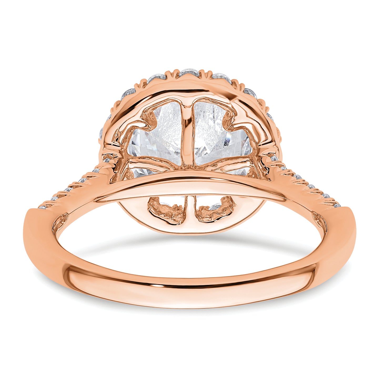 14K Rose Gold Lab Grown Diamond VS/SI FGH Halo Engagement Semi-mount Ring