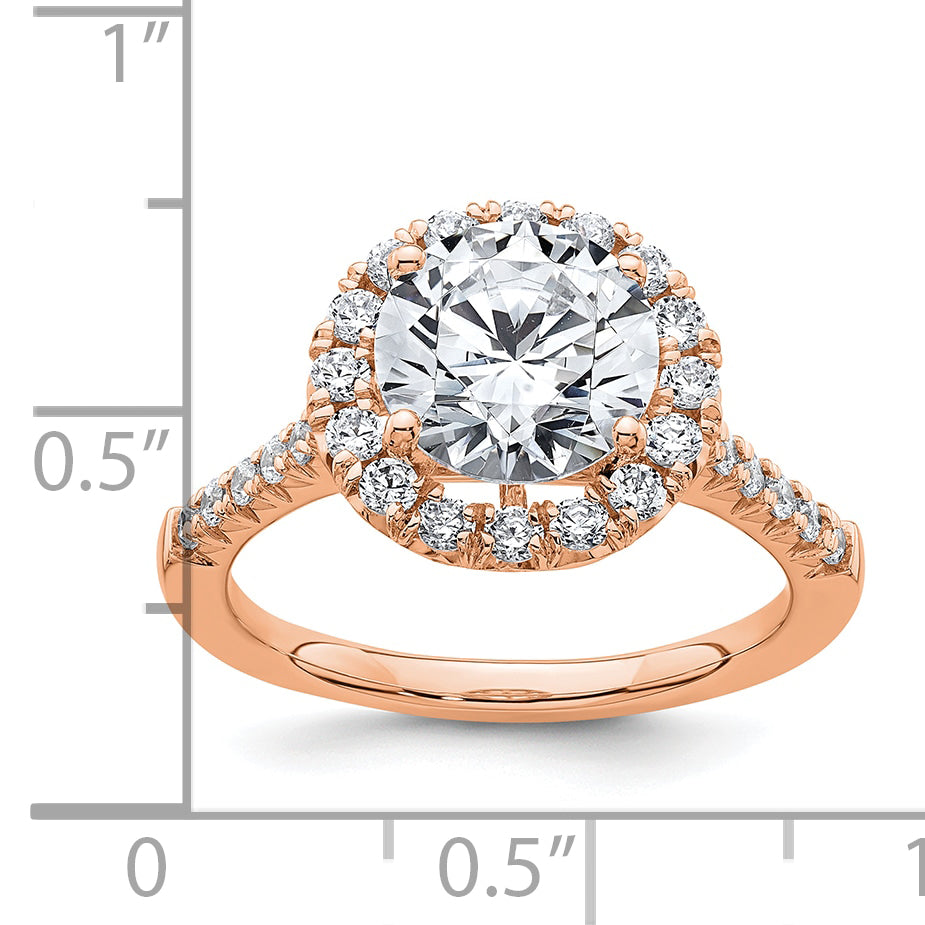 14K Rose Gold Lab Grown Diamond VS/SI FGH Halo Engagement Semi-mount Ring