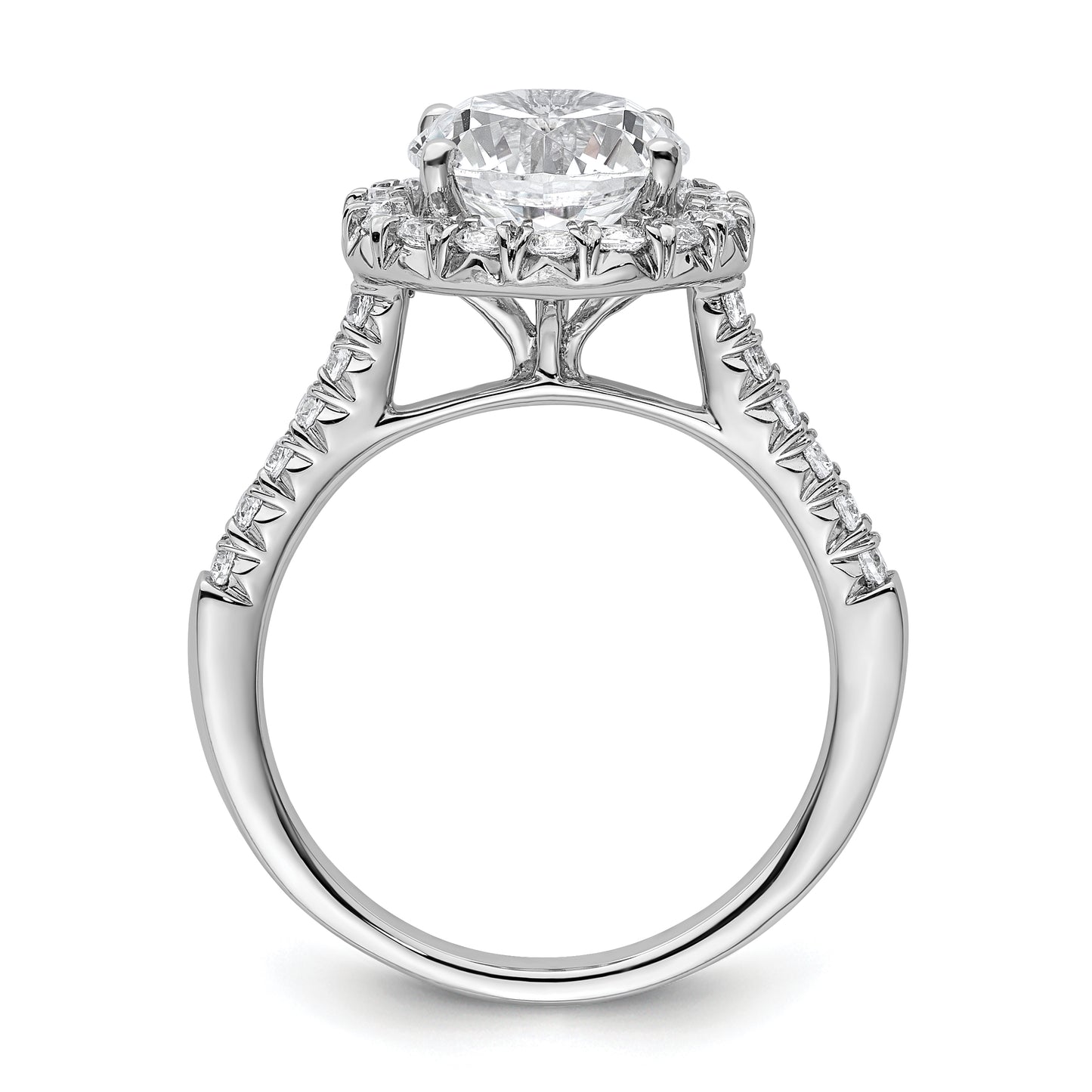 14k White Gold 14kw Lab Grown VS/SI+ G+ Diamond Round Halo Semi-mount Engagement Ring