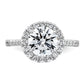 14k White Gold 14kw Lab Grown VS/SI+ G+ Diamond Round Halo Semi-mount Engagement Ring