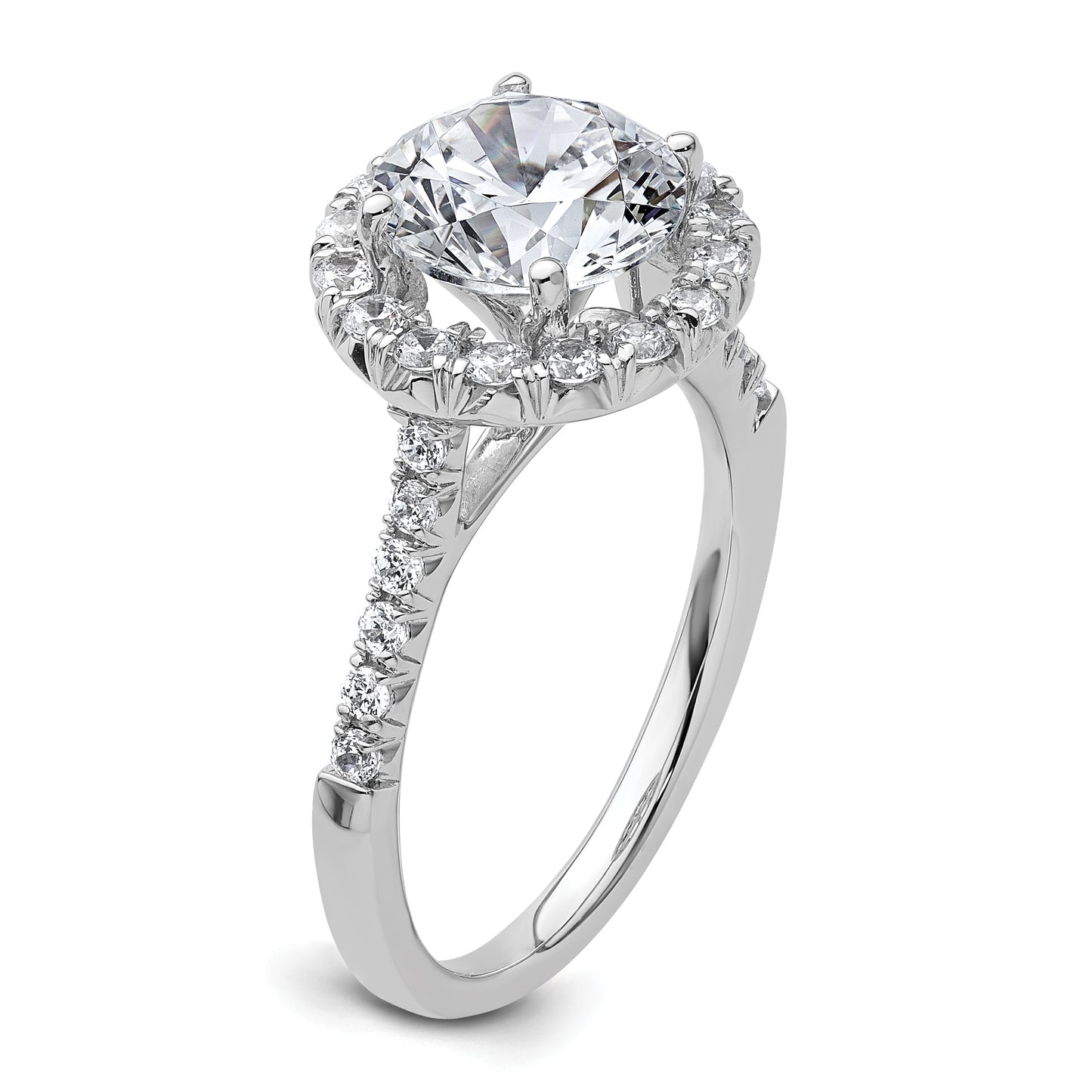 14k White Gold 14kw Lab Grown VS/SI+ G+ Diamond Round Halo Semi-mount Engagement Ring