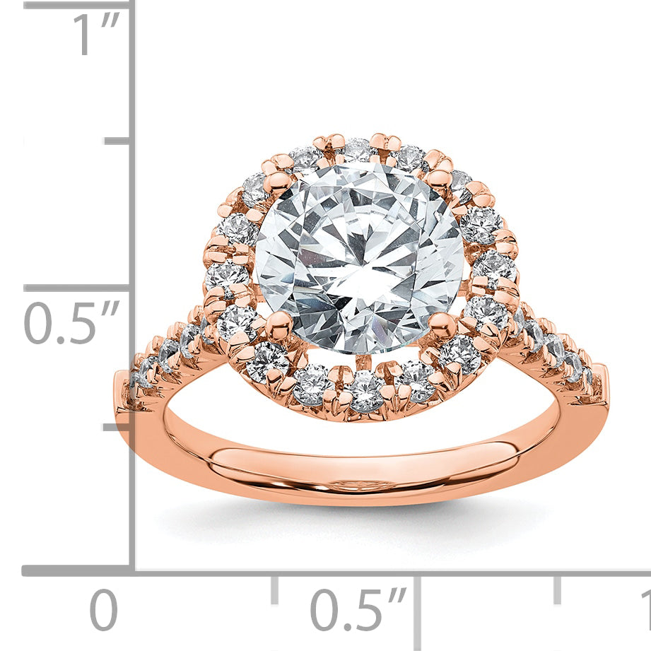 14k Rose Gold White 5/8 Ct. Lab Grown Diamond VS/SI+ G+ 3 Ct. Center Round Engagement Ring