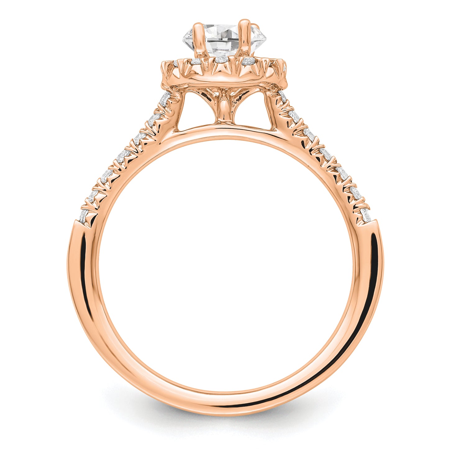 14k Rose Gold 1/3 Ct. Lab Grown Diamond VS/SI+ G+ 1/2 Ct. Center Oval Halo Engagement Ring