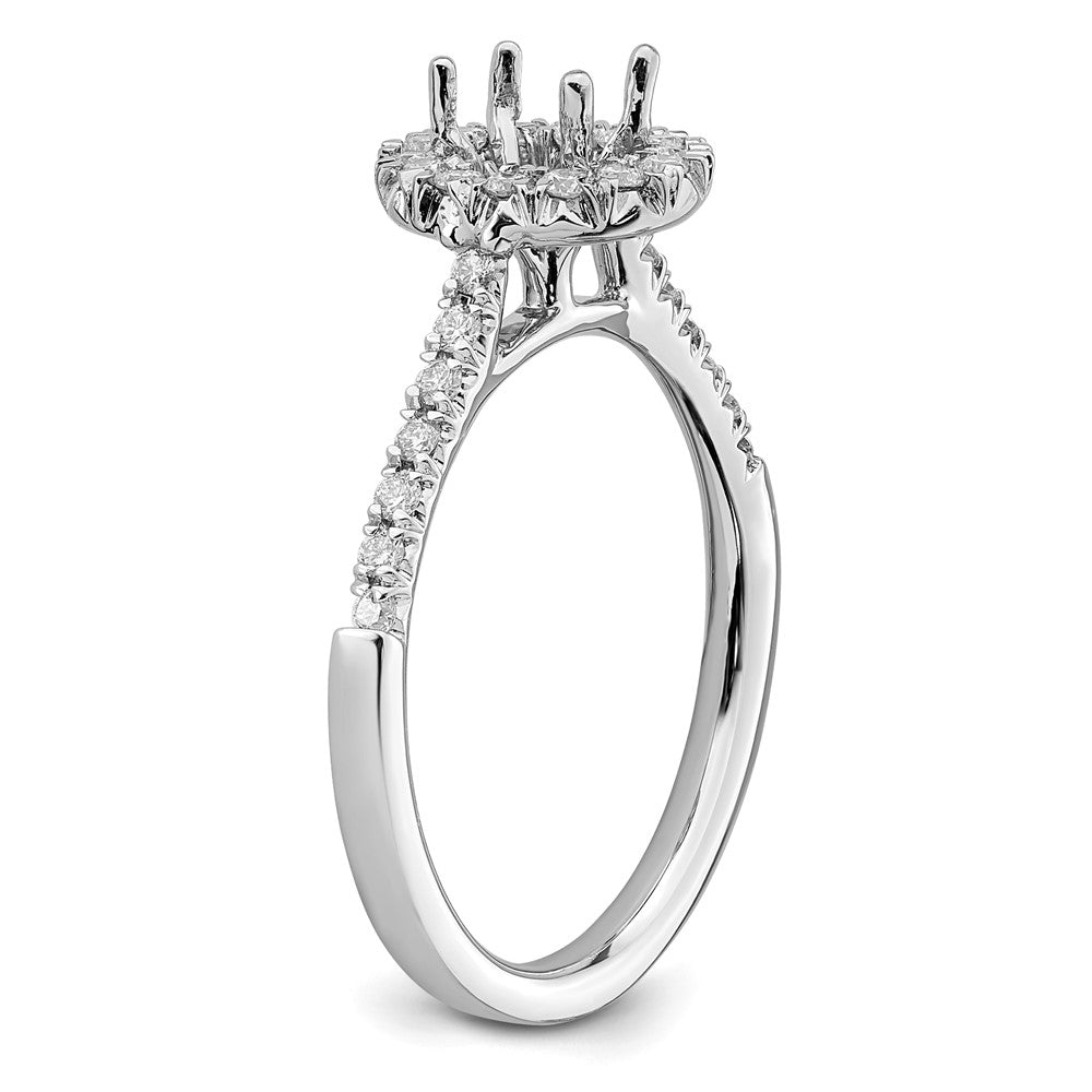 14k White Gold 1/3 Ct. Lab Grown Diamond VS/SI+ G+ 1/2 Ct. Center Oval Semi Mount Halo Engagement Ring