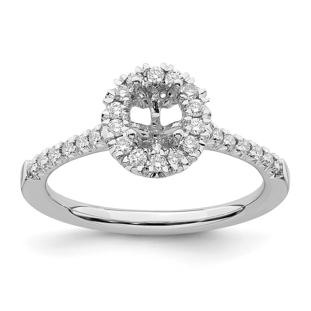 14k White Gold 1/3 Ct. Lab Grown Diamond VS/SI+ G+ 1/2 Ct. Center Oval Semi Mount Halo Engagement Ring