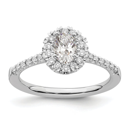 14k White Gold 7/8 Ct. Lab Grown Diamond VS/SI+ G+ Oval Halo Engagement Ring