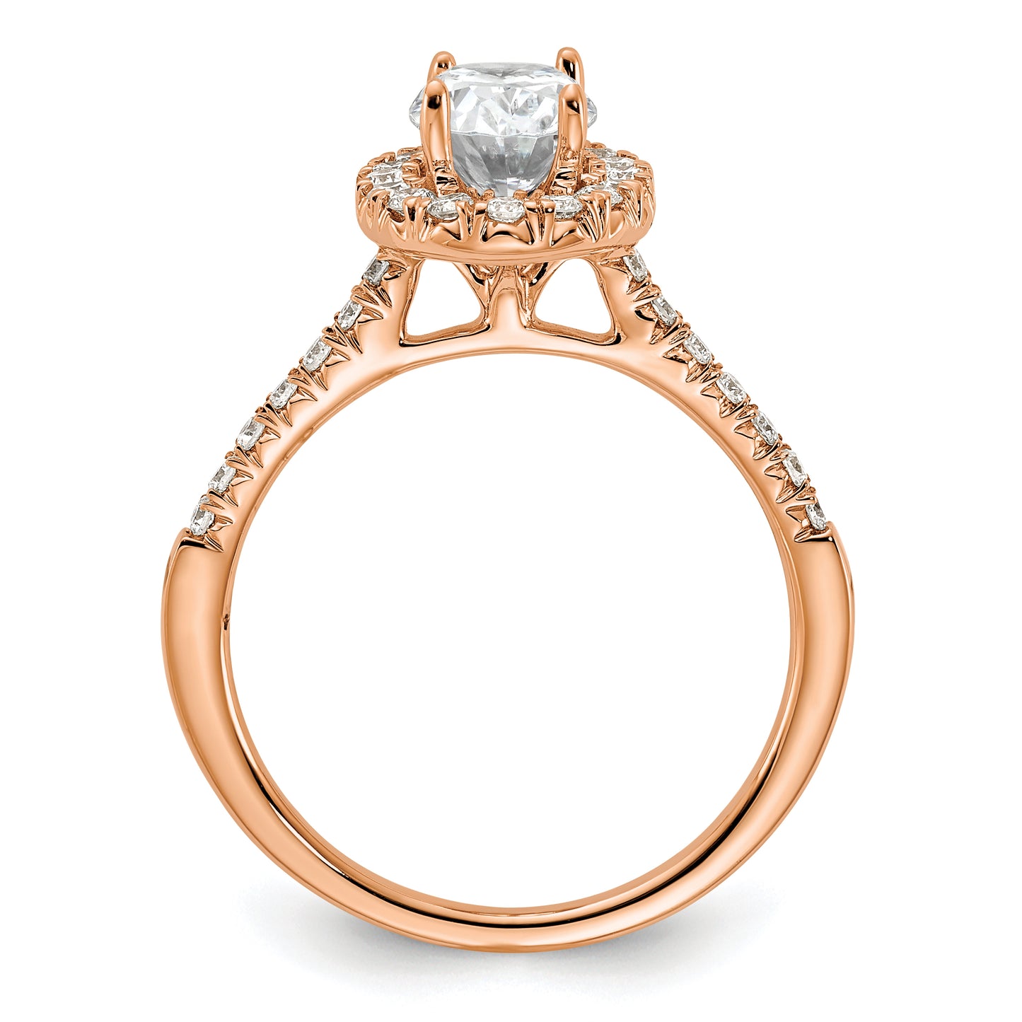 14k Rose Gold 7/8 Ct. Lab Grown Diamond VS/SI+ G+ Oval Halo Engagement Ring