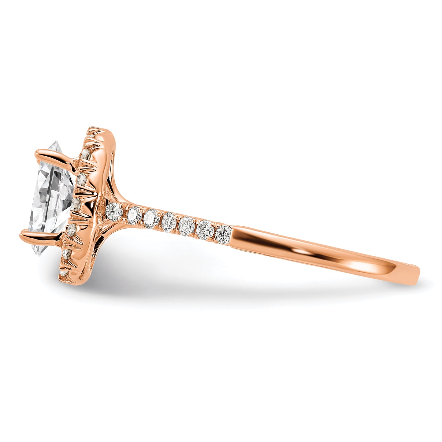 14k Rose Gold 3/8 Ct. Lab Grown Diamond VS/SI+ G+ 1 Ct. Center Oval Halo Engagement Ring