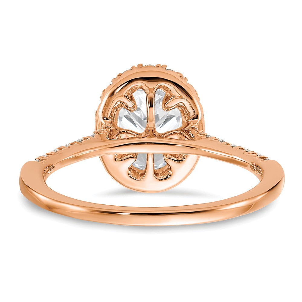 14k Rose Gold 3/8 Ct. Lab Grown Diamond VS/SI+ G+ 1 Ct. Center Oval Semi Mount Halo Engagement Ring