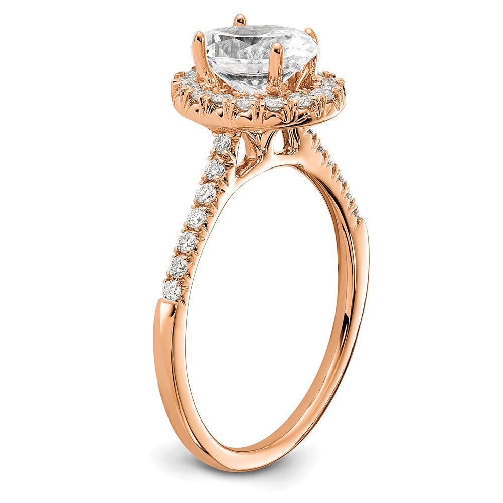 14k Rose Gold 3/8 Ct. Lab Grown Diamond VS/SI+ G+ 1 Ct. Center Oval Semi Mount Halo Engagement Ring