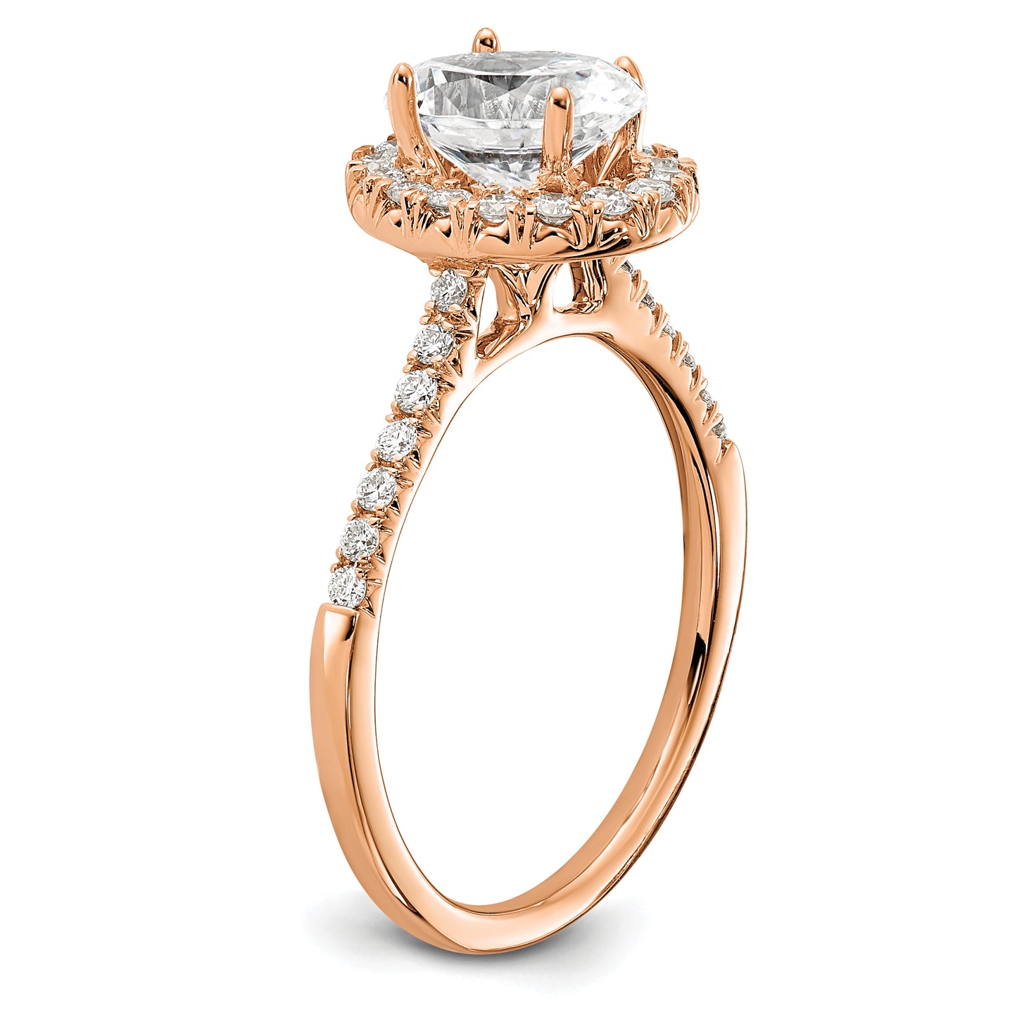 14k Rose Gold 3/8 Ct. Lab Grown Diamond VS/SI+ G+ 1 Ct. Center Oval Halo Engagement Ring