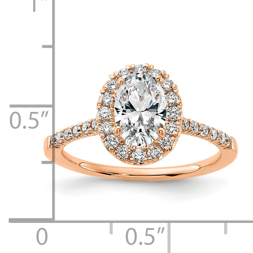 14k Rose Gold 3/8 Ct. Lab Grown Diamond VS/SI+ G+ 1 Ct. Center Oval Halo Engagement Ring