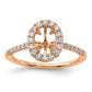 14k Rose Gold 3/8 Ct. Lab Grown Diamond VS/SI+ G+ 1 Ct. Center Oval Semi Mount Halo Engagement Ring