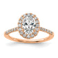 14k Rose Gold 3/8 Ct. Lab Grown Diamond VS/SI+ G+ 1 Ct. Center Oval Semi Mount Halo Engagement Ring