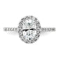 14k White Gold 3/8 Ct. Lab Grown Diamond VS/SI+ G+ 1 Ct. Center Oval Semi Mount Halo Engagement Ring