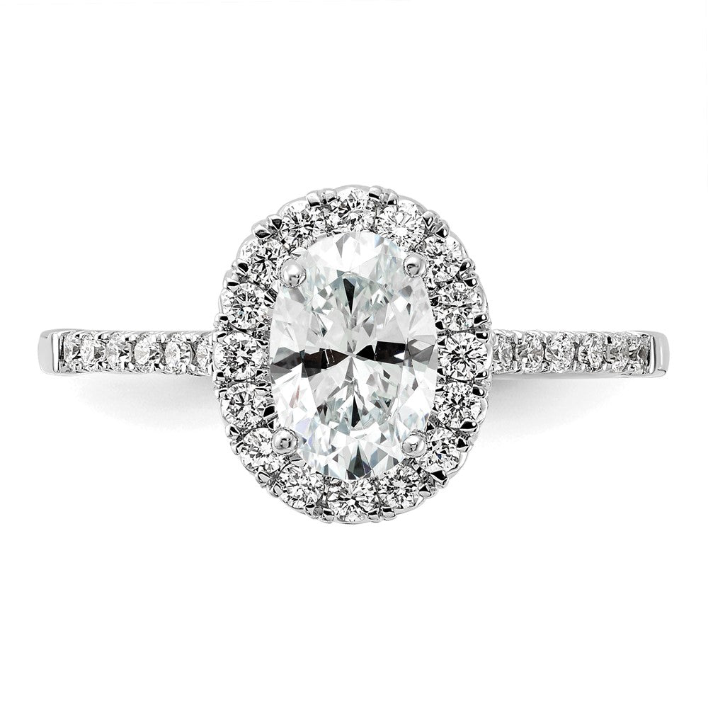 14k White Gold 3/8 Ct. Lab Grown Diamond VS/SI+ G+ 1 Ct. Center Oval Semi Mount Halo Engagement Ring