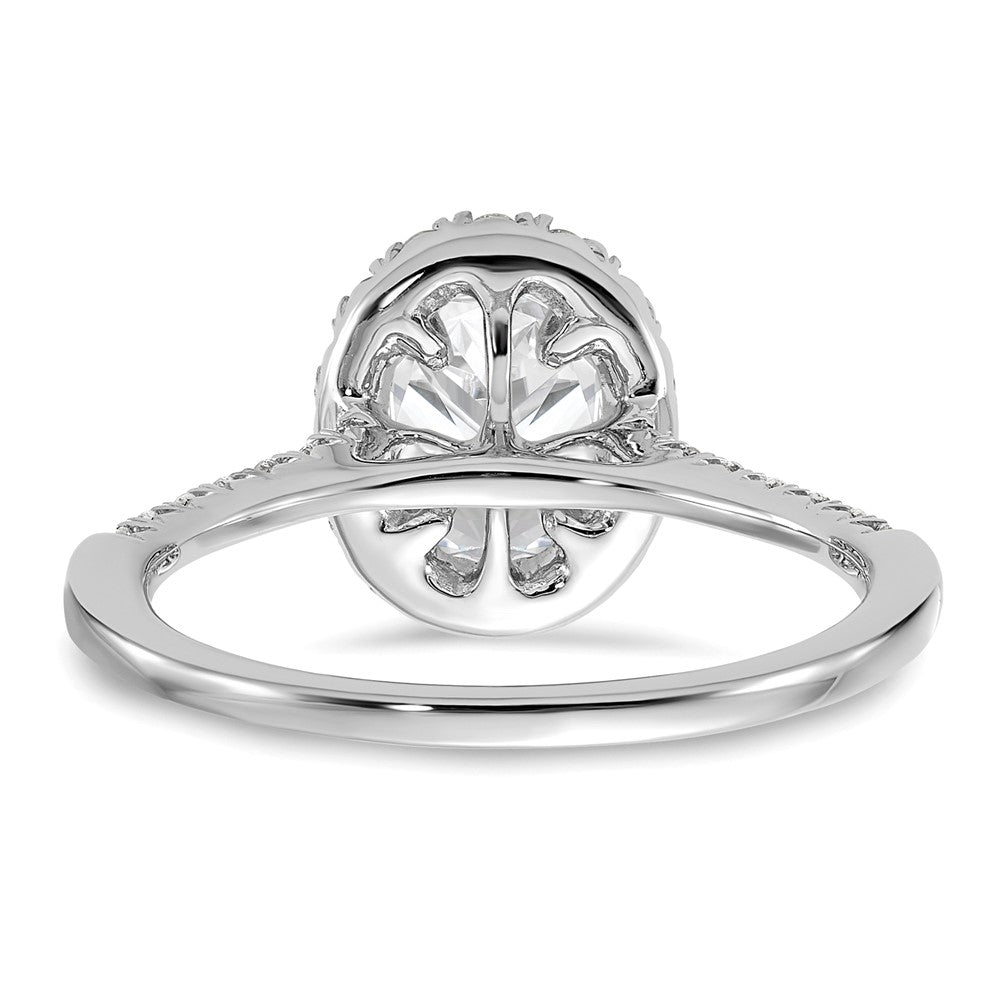 14k White Gold 3/8 Ct. Lab Grown Diamond VS/SI+ G+ 1 Ct. Center Oval Semi Mount Halo Engagement Ring